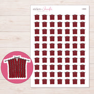 Red Knitting Project Planner Stickers | I-8985 — 5 × 7 inch sheet and enlarged sticker detail