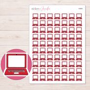 Red Doodle Laptop Planner Stickers | I-8989 — 5 × 7 inch sheet and enlarged sticker detail