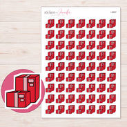 Red Parcel Boxes Planner Stickers | I-8997 — 5 × 7 inch sheet and enlarged sticker detail