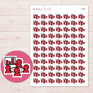 Red Team Meeting Planner Stickers | I-8999 — 5 × 7 inch sheet and enlarged sticker detail