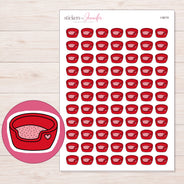 Red Heart Pet Bed Planner Stickers | I-9019 — 5 × 7 inch sheet and enlarged sticker detail