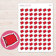 Red Pillow Planner Stickers | I-9022 — 5 × 7 inch sheet and enlarged sticker detail