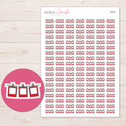 Red Hanging Photo Frames Planner Stickers | I-9032 — 5 × 7 inch sheet and enlarged sticker detail