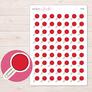 Red Pom-Pom Paper Clip Planner Stickers | I-9033 — 5 × 7 inch sheet and enlarged sticker detail