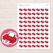 Red Heart Printer Planner Stickers | I-9037 — 5 × 7 inch sheet and enlarged sticker detail