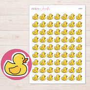 Yellow Rubber Duck Planner Stickers | I-9047 — 5 × 7 inch sheet and enlarged sticker detail