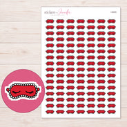 Red Sleep Mask Planner Stickers | I-9055 — 5 × 7 inch sheet and enlarged sticker detail