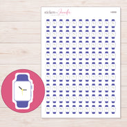 Purple Band Watch Planner Stickers | I-9059 — 5 × 7 inch sheet and enlarged sticker detail