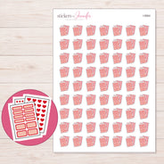 Red Planner Sticker Sheets Planner Stickers | I-9064 — 5 × 7 inch sheet and enlarged sticker detail