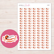 Orange Cap Swimmer Planner Stickers | I-9067 — 5 × 7 inch sheet and enlarged sticker detail