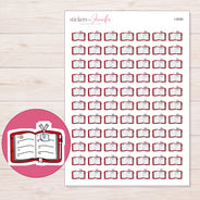 Open Planner with Ribbon Clip Planner Stickers | I-9080 — 5 × 7 inch sheet and enlarged sticker detail