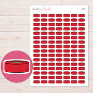 Simple Red Washi Roll Planner Stickers | I-9094 — 5 × 7 inch sheet and enlarged sticker detail