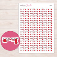 Red Clothesline Planner Stickers | I-9107 — 5 × 7 inch sheet and enlarged sticker detail
