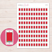 White App Smartphone Planner Stickers | I-9114 — 5 × 7 inch sheet and enlarged sticker detail