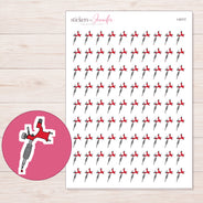 Red Tattoo Machine Planner Stickers | I-9117 — 5 × 7 inch sheet and enlarged sticker detail