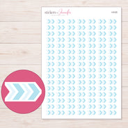 Pale Blue Chevron Arrow Planner Stickers | I-9125 — 5 × 7 inch sheet and enlarged sticker detail