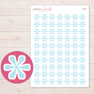 Pale Blue Asterisk Planner Stickers | I-9126 — 5 × 7 inch sheet and enlarged sticker detail