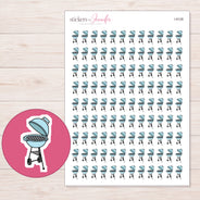 Pale Blue Barbecue Grill Planner Stickers | I-9128 — 5 × 7 inch sheet and enlarged sticker detail