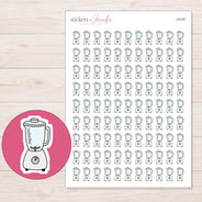 White Kitchen Blender Planner Stickers | I-9145 — 5 × 7 inch sheet and enlarged sticker detail