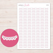 Pale Pink Pennant Bunting Planner Stickers | I-9156 — 5 × 7 inch sheet and enlarged sticker detail