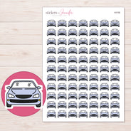 Gray Front View Car Planner Stickers | I-9158 — 5 × 7 inch sheet and enlarged sticker detail