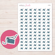 Blue Crochet Work in Progress Planner Stickers | I-9182 — 5 × 7 inch sheet and enlarged sticker detail