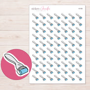 Blue Skin Roller Planner Stickers | I-9189 — 5 × 7 inch sheet and enlarged sticker detail