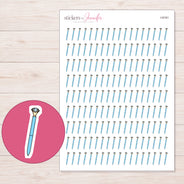 Blue Diamond Pen Planner Stickers | I-9191 — 5 × 7 inch sheet and enlarged sticker detail