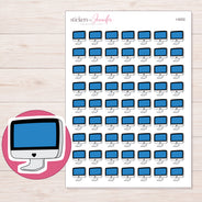 Blue Doodle Desktop Computer Planner Stickers | I-9202 — 5 × 7 inch sheet and enlarged sticker detail