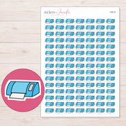 Blue Craft Cutting Machine Planner Stickers | I-9214 — 5 × 7 inch sheet and enlarged sticker detail