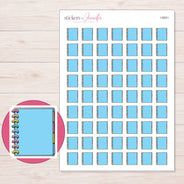 Blue Disc-Bound Planner Stickers | I-9241 — 5 × 7 inch sheet and enlarged sticker detail