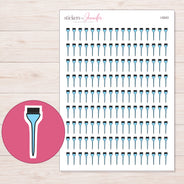 Blue Hair Color Brush Planner Stickers | I-9243 — 5 × 7 inch sheet and enlarged sticker detail