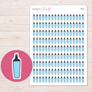 Blue Highlighter Planner Stickers | I-9247 — 5 × 7 inch sheet and enlarged sticker detail