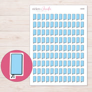 Blue Pocket Planner Stickers | I-9248 — 5 × 7 inch sheet and enlarged sticker detail