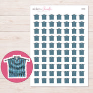 Blue Knitting Project Planner Stickers | I-9260 — 5 × 7 inch sheet and enlarged sticker detail