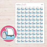 Blue Label Printer Planner Stickers | I-9261 — 5 × 7 inch sheet and enlarged sticker detail