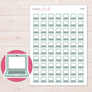 Mint Doodle Laptop Planner Stickers | I-9264 — 5 × 7 inch sheet and enlarged sticker detail