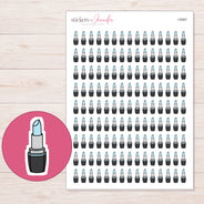Pale Blue Lipstick Planner Stickers | I-9267 — 5 × 7 inch sheet and enlarged sticker detail