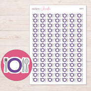 Plate and Cutlery Planner Stickers | I-9273 — 5 × 7 inch sheet and enlarged sticker detail