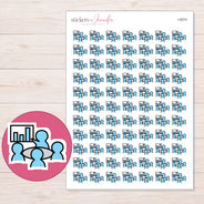 Blue Team Meeting Planner Stickers | I-9274 — 5 × 7 inch sheet and enlarged sticker detail