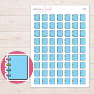 Blue Mini Disc Notebook Planner Stickers | I-9276 — 5 × 7 inch sheet and enlarged sticker detail
