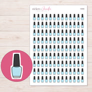 Pale Blue Nail Polish Planner Stickers | I-9282 — 5 × 7 inch sheet and enlarged sticker detail