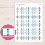 Open Blue Mini Notebook Planner Stickers | I-9284 — 5 × 7 inch sheet and enlarged sticker detail