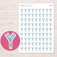 Blue Ribbon Paper Clip Planner Stickers | I-9286 — 5 × 7 inch sheet and enlarged sticker detail