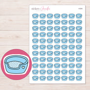 Blue Heart Pet Bed Planner Stickers | I-9294 — 5 × 7 inch sheet and enlarged sticker detail