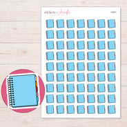 Blue Spiral Planner Stickers | I-9301 — 5 × 7 inch sheet and enlarged sticker detail