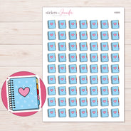Blue Polka Dot Heart Planner Stickers | I-9303 — 5 × 7 inch sheet and enlarged sticker detail