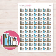 Planner Books and Pen Cup Planner Stickers | I-9305 — 5 × 7 inch sheet and enlarged sticker detail