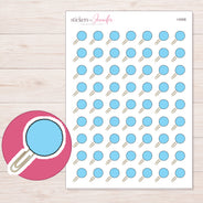 Blue Pom-Pom Paper Clip Planner Stickers | I-9308 — 5 × 7 inch sheet and enlarged sticker detail