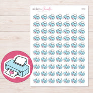 Blue Heart Printer Planner Stickers | I-9312 — 5 × 7 inch sheet and enlarged sticker detail
